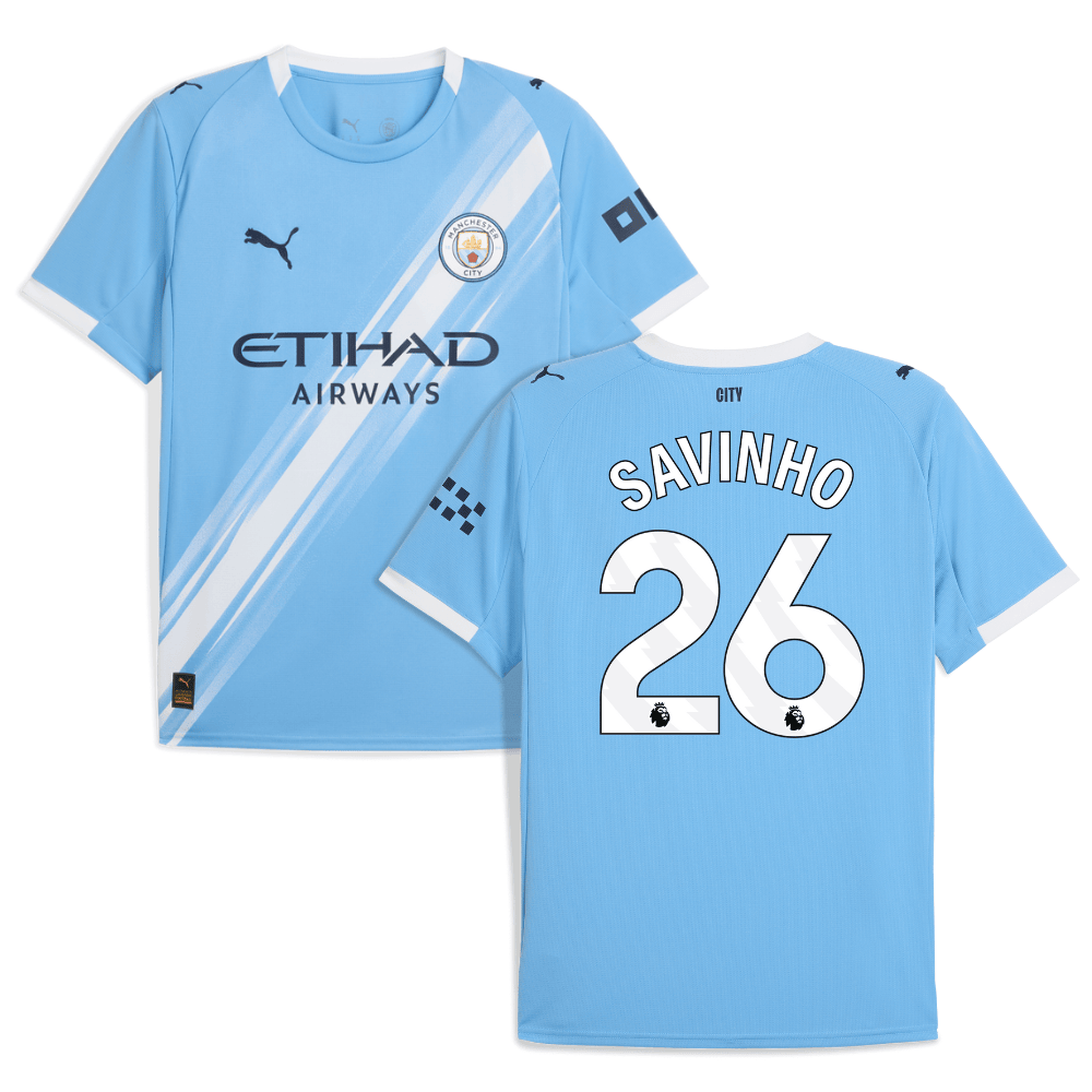 Savinho 26 Manchester City 2025-26 Home Men Jersey – Sky Blue