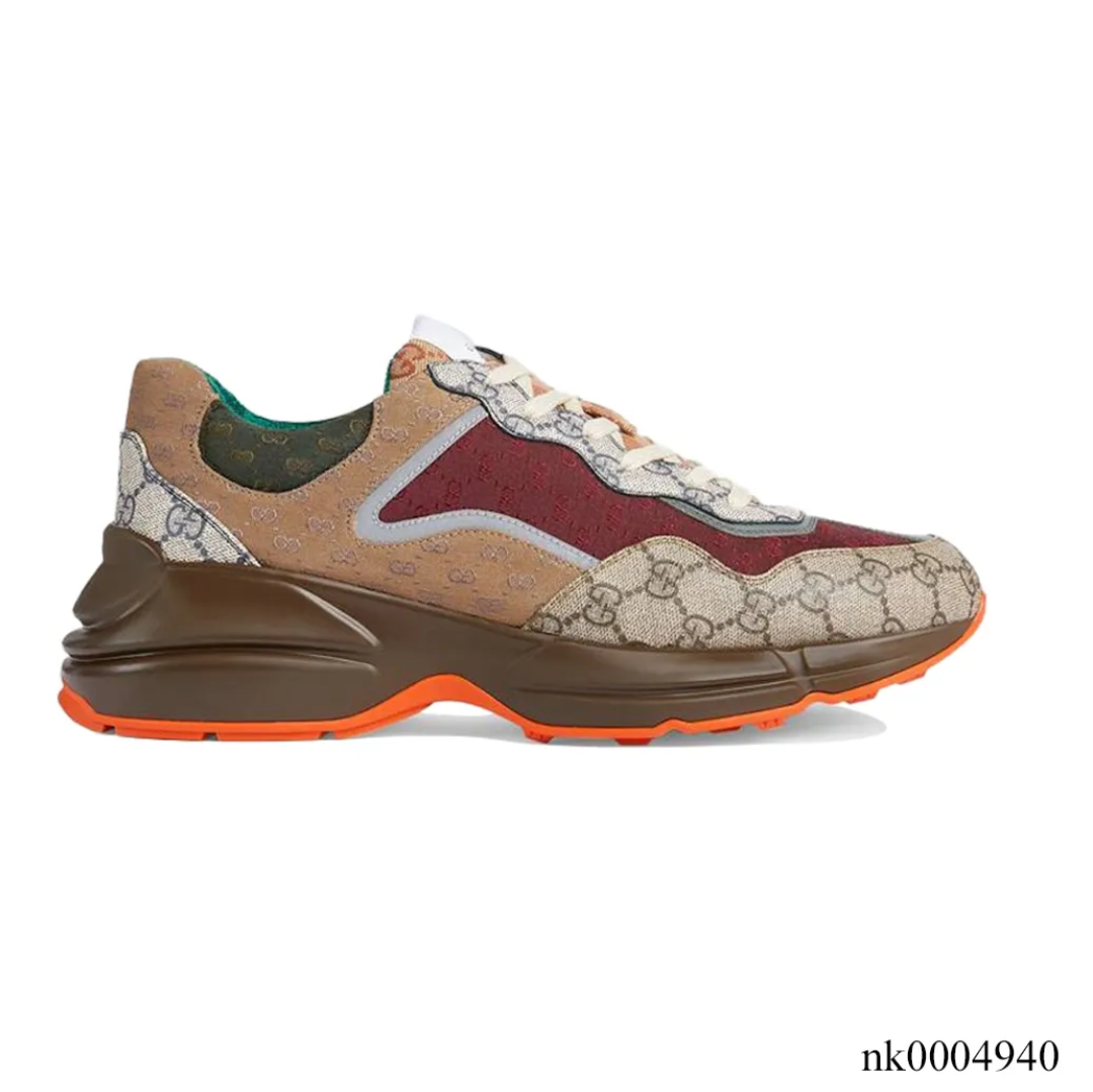 GG Rhyton Canvas ‘Beige Brick Red’ Shoes Sneakers