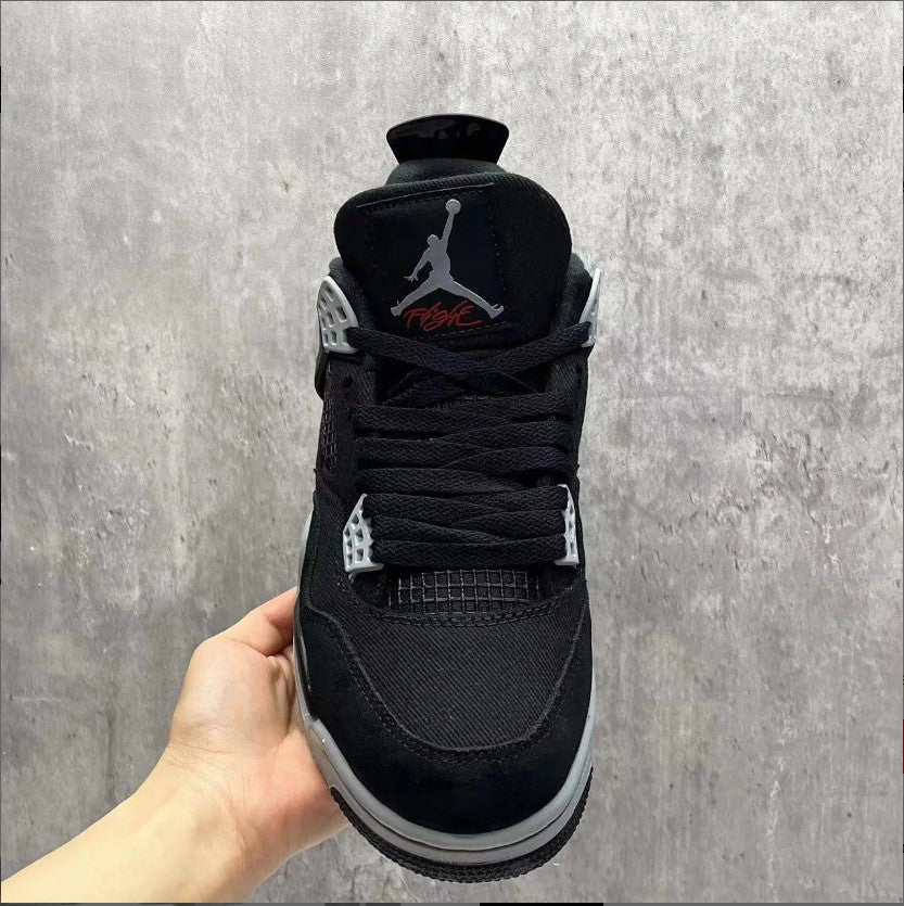Air Jordan 4 Retro Black Canvas Shoes Sneakers