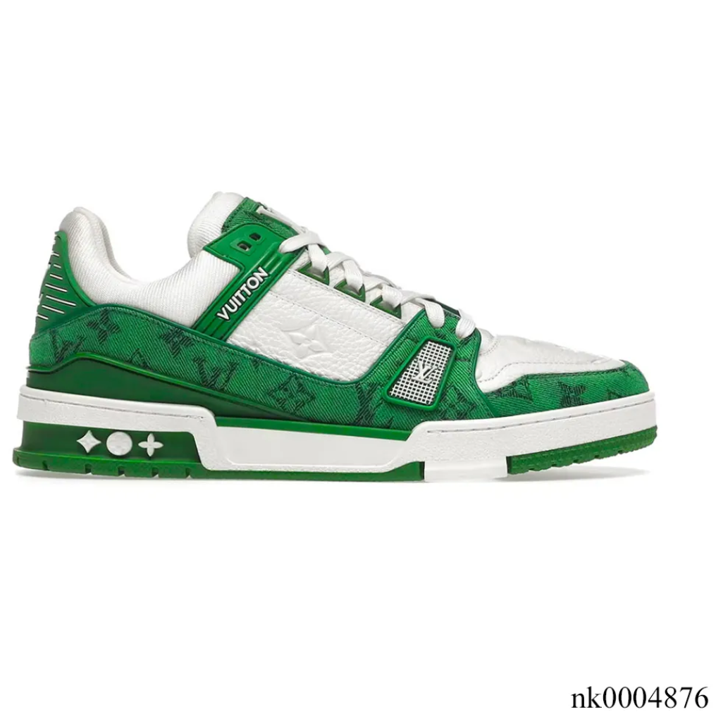LV Trainer Denim Monogram Green Shoes Sneakers