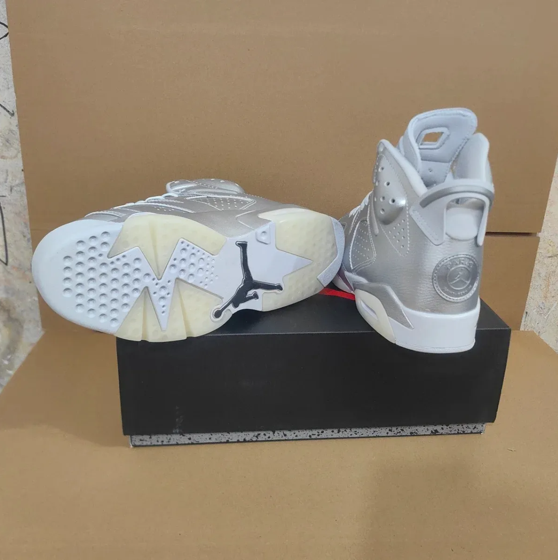 PSG x Air Jordan 6 Metallic Silver Shoes Sneaker