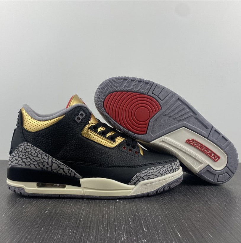 Air Jordan 3 Black Gold Shoes Sneakers