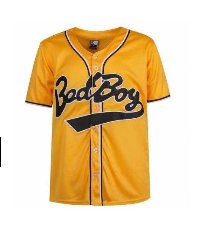 Notorious BIG Biggie Smalls Bad Boy Baseball Jersey Yellow