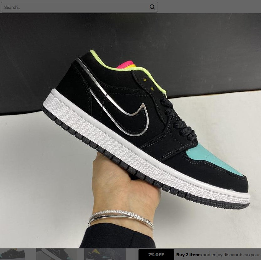 Air Jordan 1 Low Black Aurora Green Laser Orange Shoes Sneakers