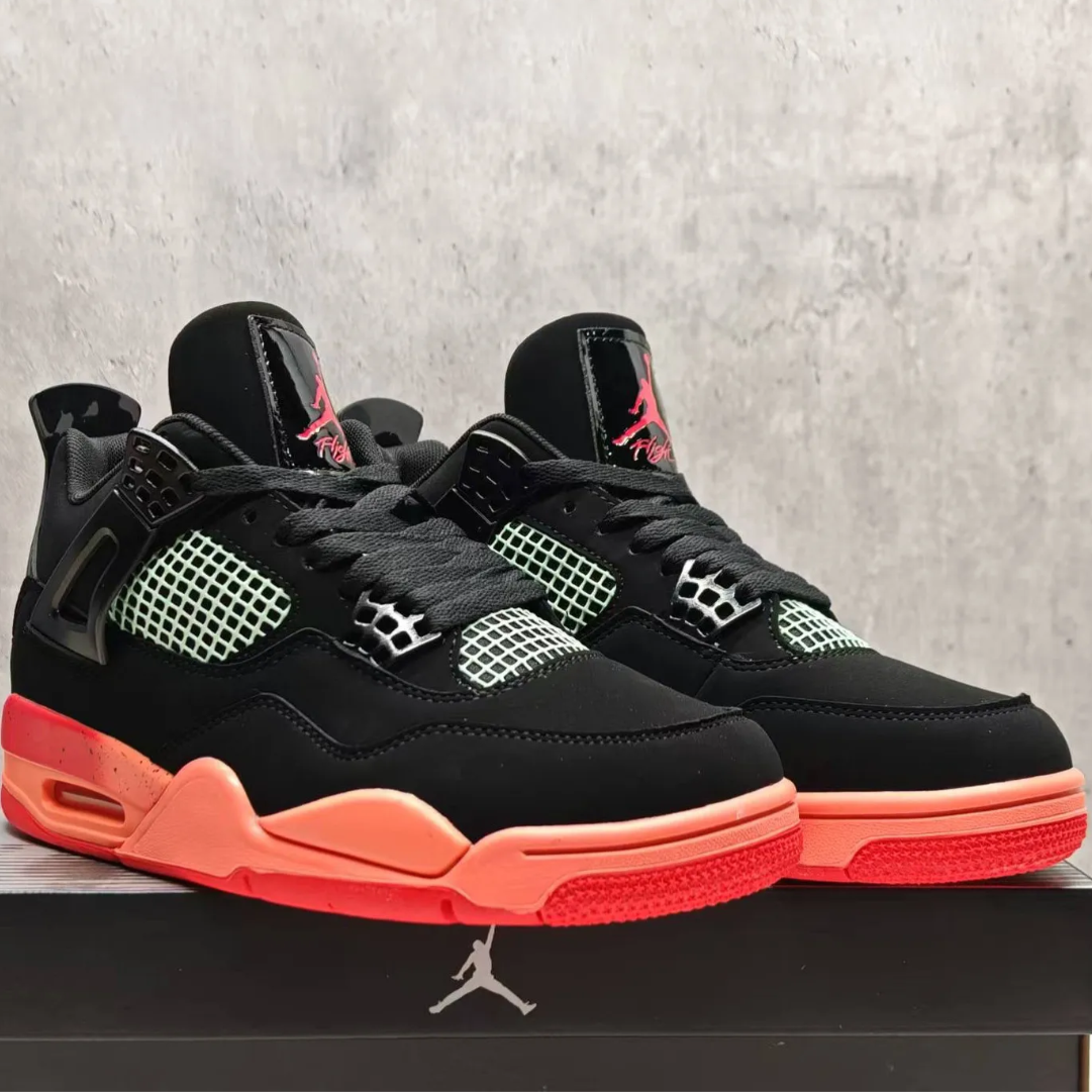Air Jordan 4 Retro Black Infrared Barely Volt Shoes Sneakers