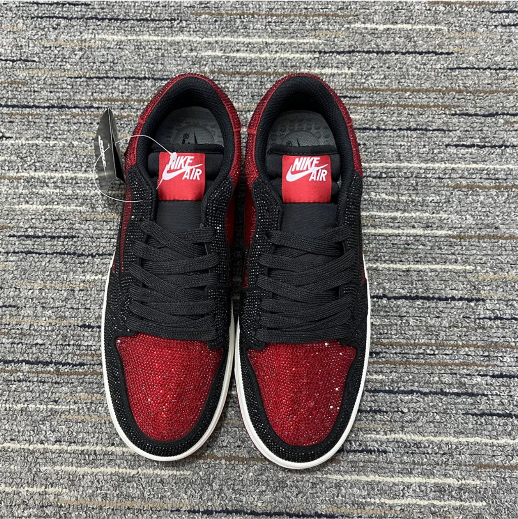 Air Jordan 1 Low Bred Crystal Sneakers
