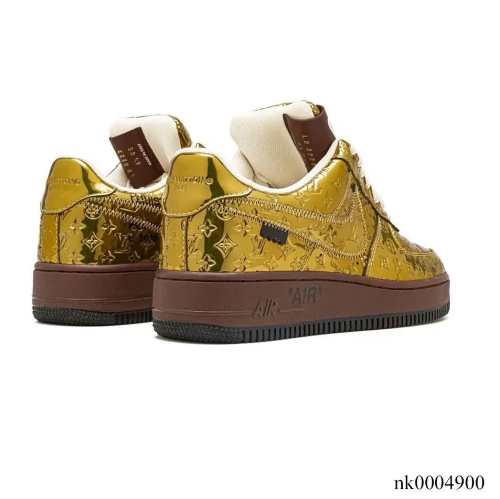LV x Air Force 1 Low Virgil Abloh Metallic Gold Shoes Sneakers