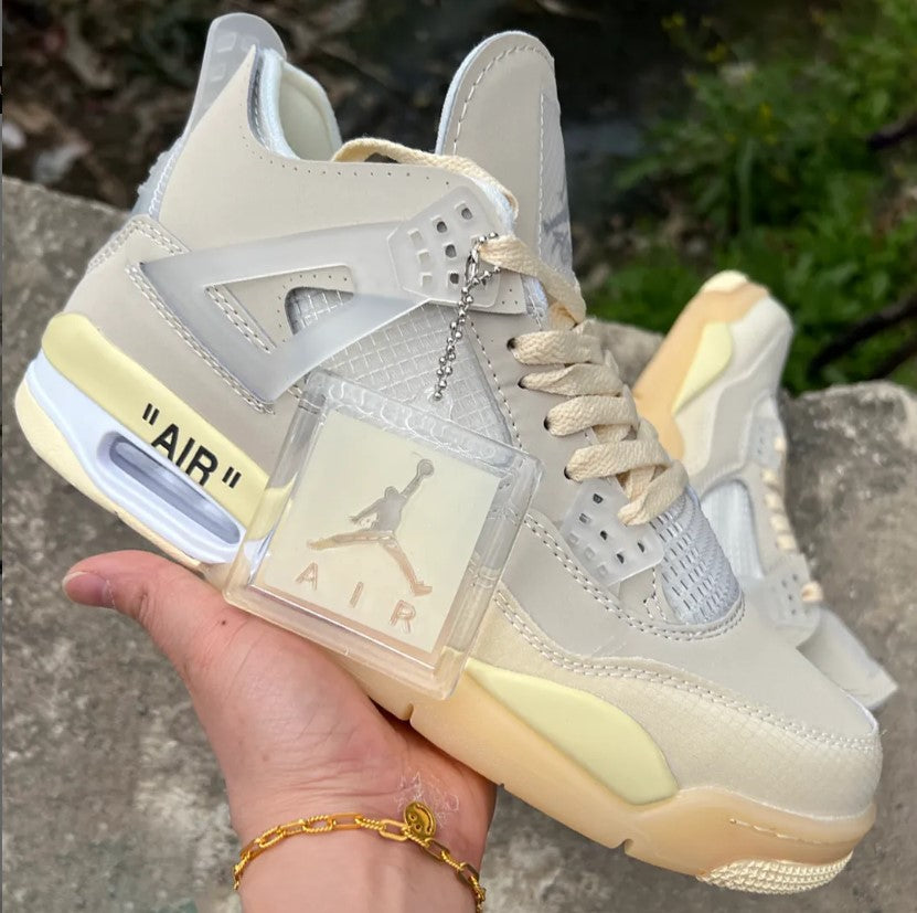 OFF-WHITE x Air Jordan 4 Sail Shoes Sneakers