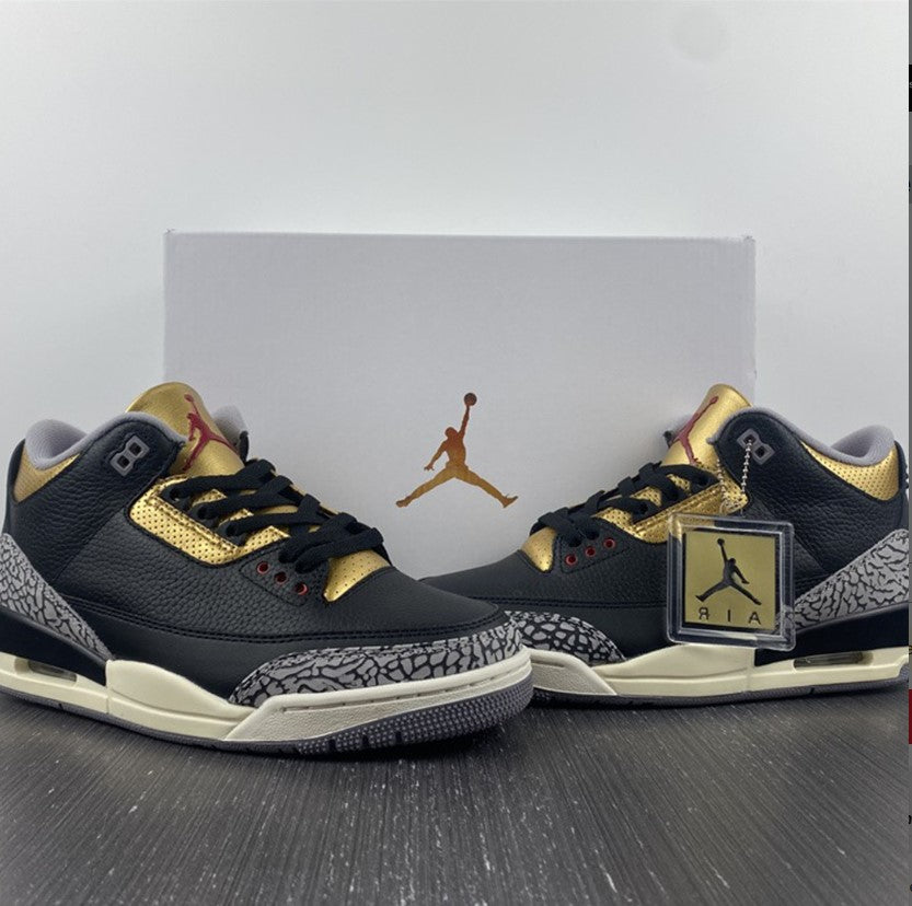 Air Jordan 3 Black Gold Shoes Sneakers 1