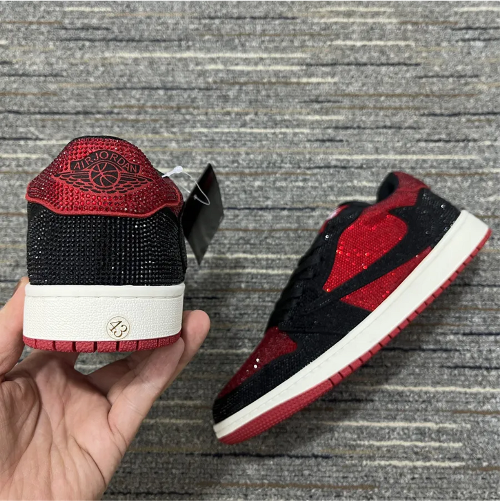 Air Jordan 1 Low Bred Crystal Sneakers