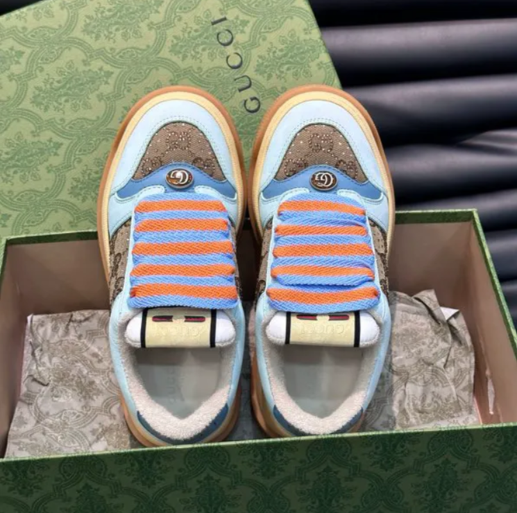 GG Canvas Camel & Ebony Blue Low Top Shoes Sneakers