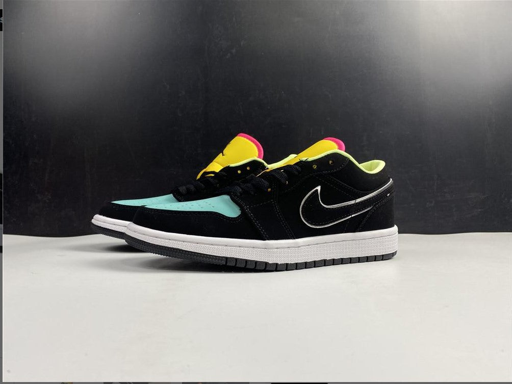 Air Jordan 1 Low Black Aurora Green Laser Orange Shoes Sneakers