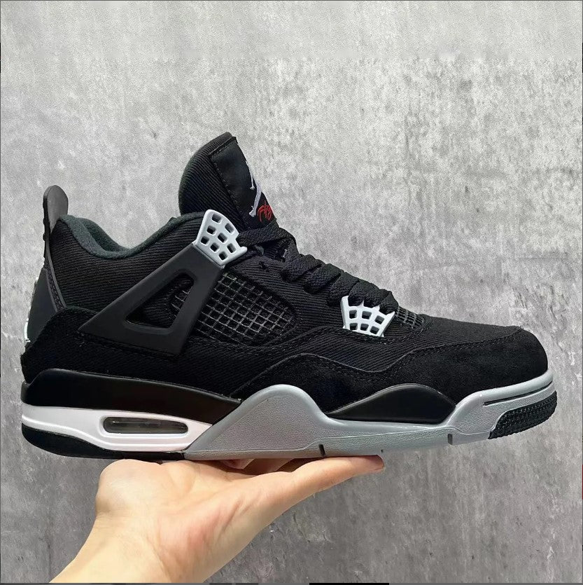 Air Jordan 4 Retro Black Canvas Shoes Sneakers