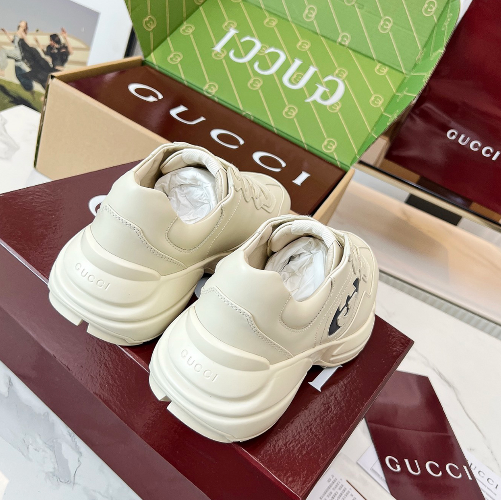 GG Rhyton Interlocking G Ivory Blue Shoes Sneakers