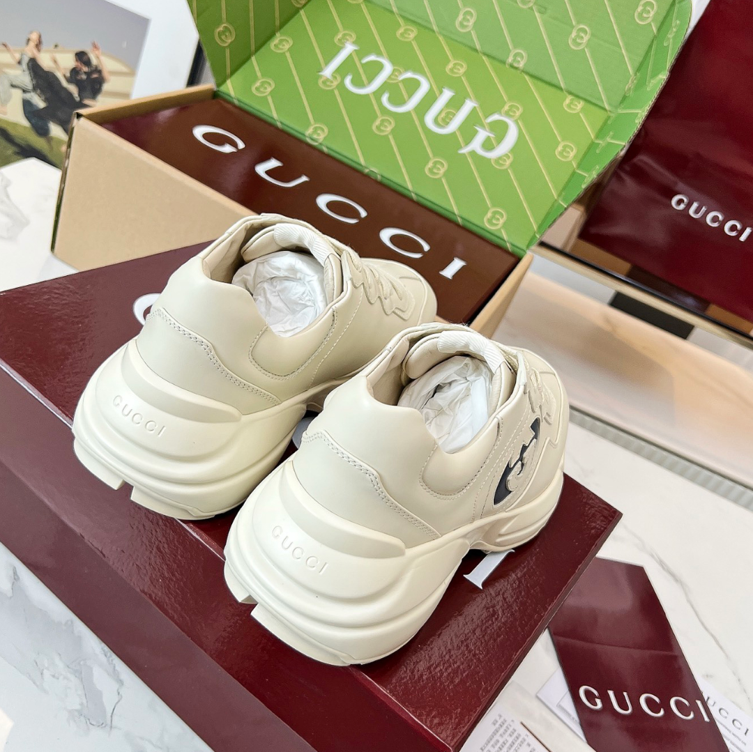 GG Rhyton Interlocking G Ivory Blue Shoes Sneakers