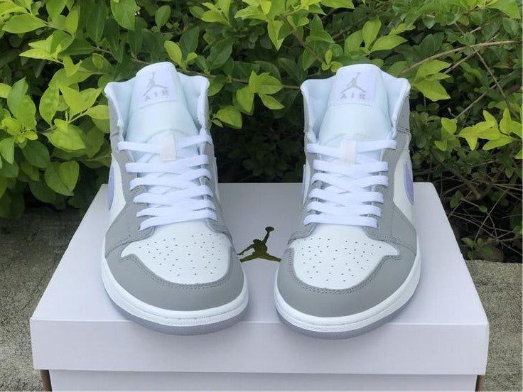 Air Jordan 1 Mid Wolf Grey Aluminum Shoes Sneakers