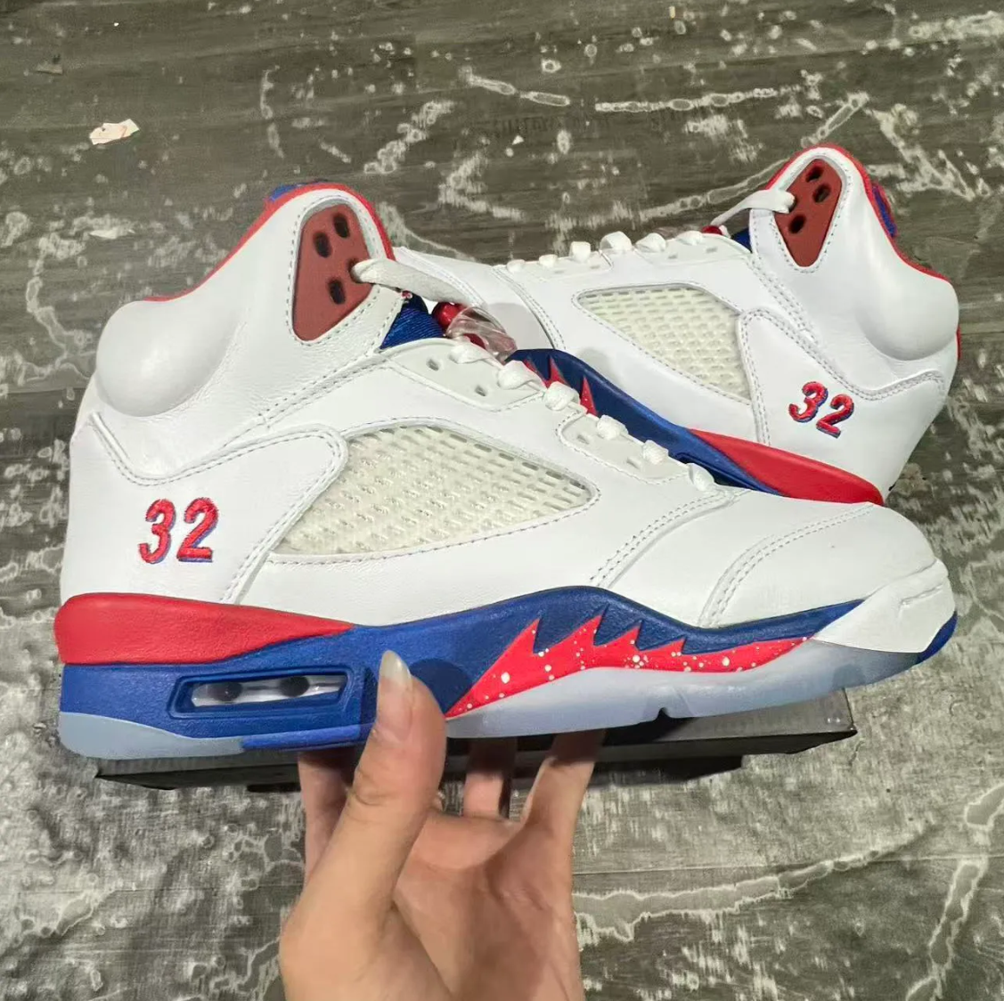 Air Jordan 5 White Blue Red Shoes Sneaker