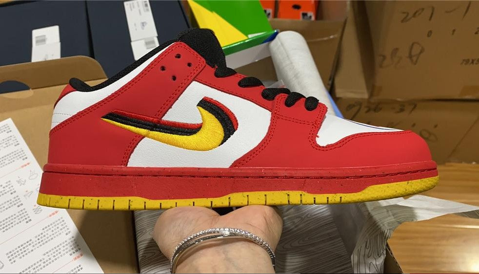 SB Dunk Low White Red Yellow Shoes Sneakers