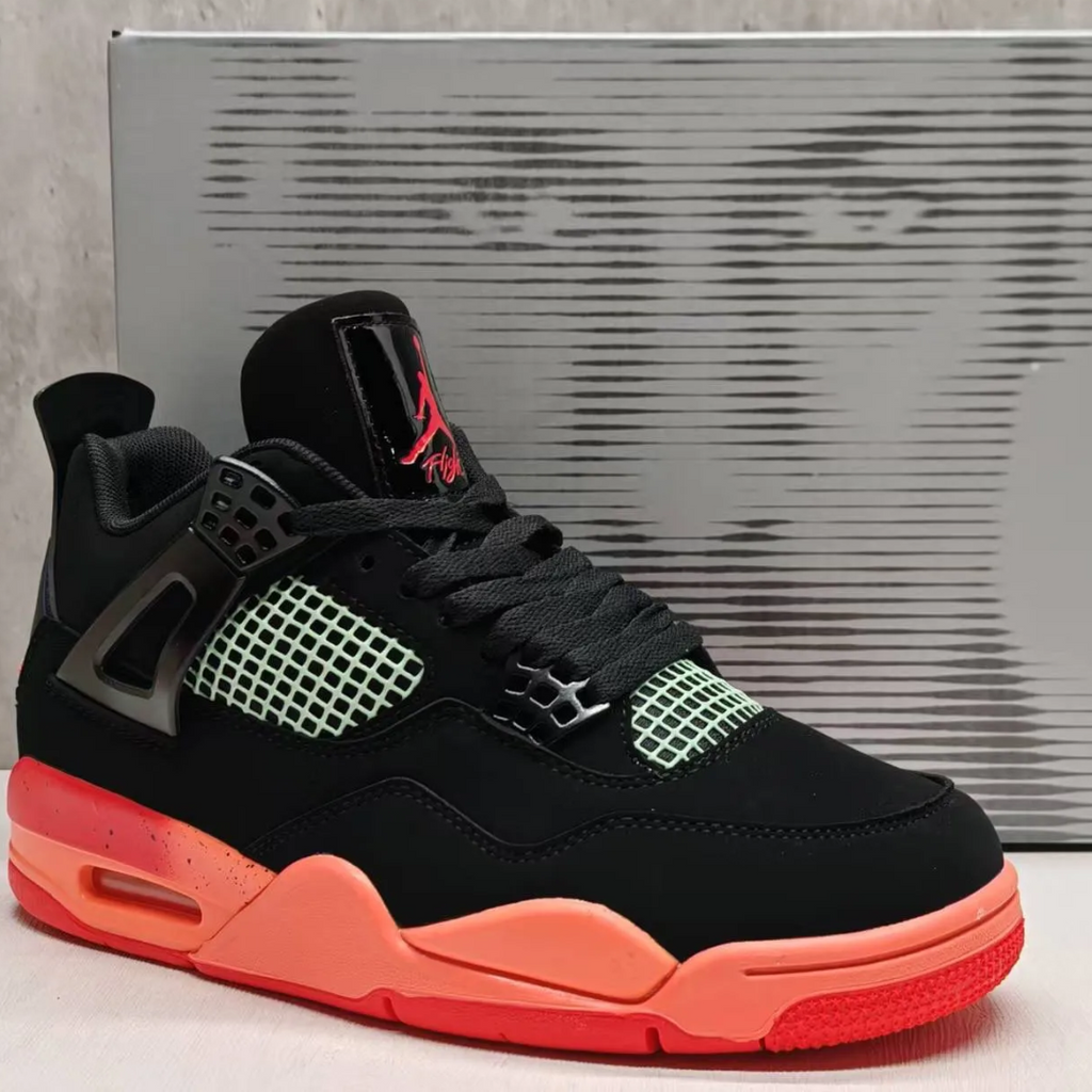 Air Jordan 4 Retro Black Infrared Barely Volt Shoes Sneakers