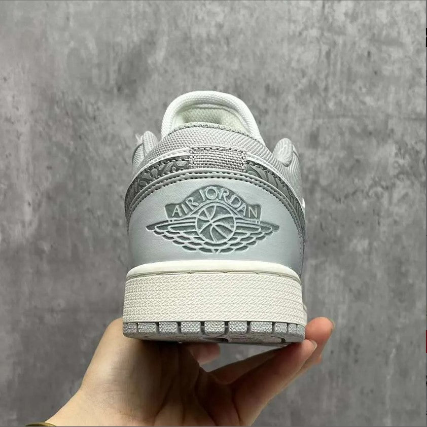Air Jordan 1 Low PRM Grey Elephant Print Shoes Sneakers