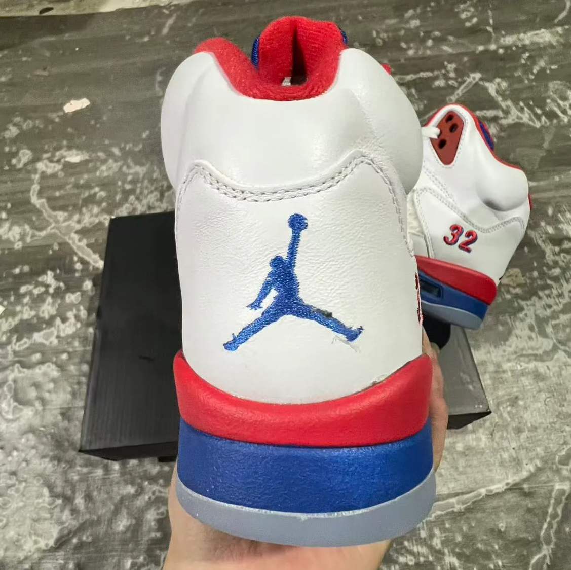 Air Jordan 5 White Blue Red Shoes Sneaker