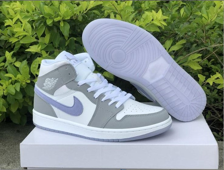 Air Jordan 1 Mid Wolf Grey Aluminum Shoes Sneakers
