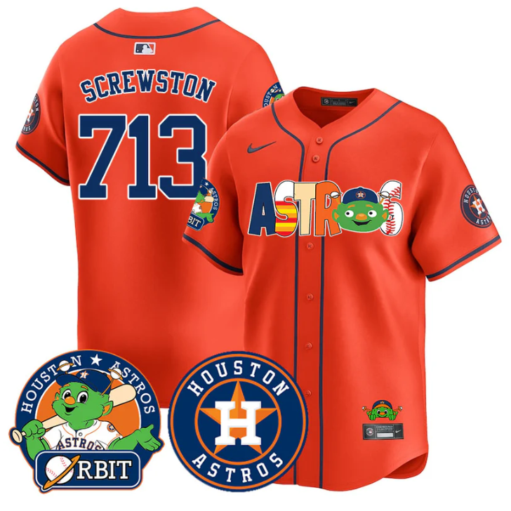Screwston Jersey #713 Houston Astros Orbit Vapor Premier Limited Stitched Orange