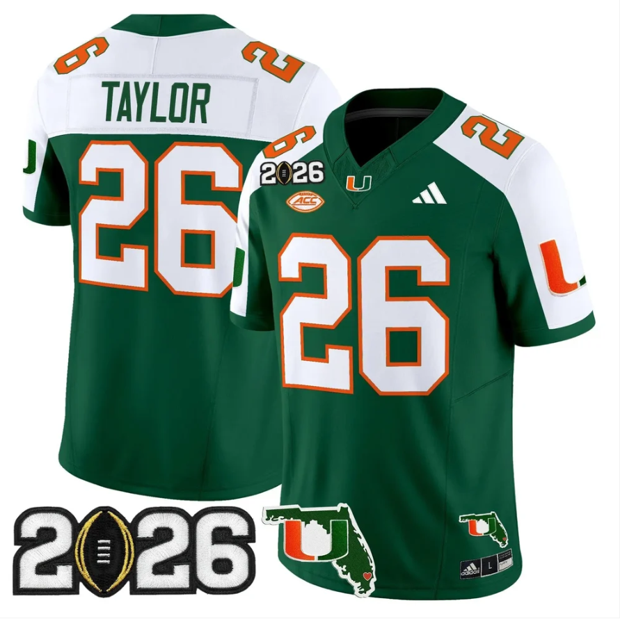 Sean Taylor Jersey #26 Miami Hurricanes 2026 CFP Final Patch Stitched