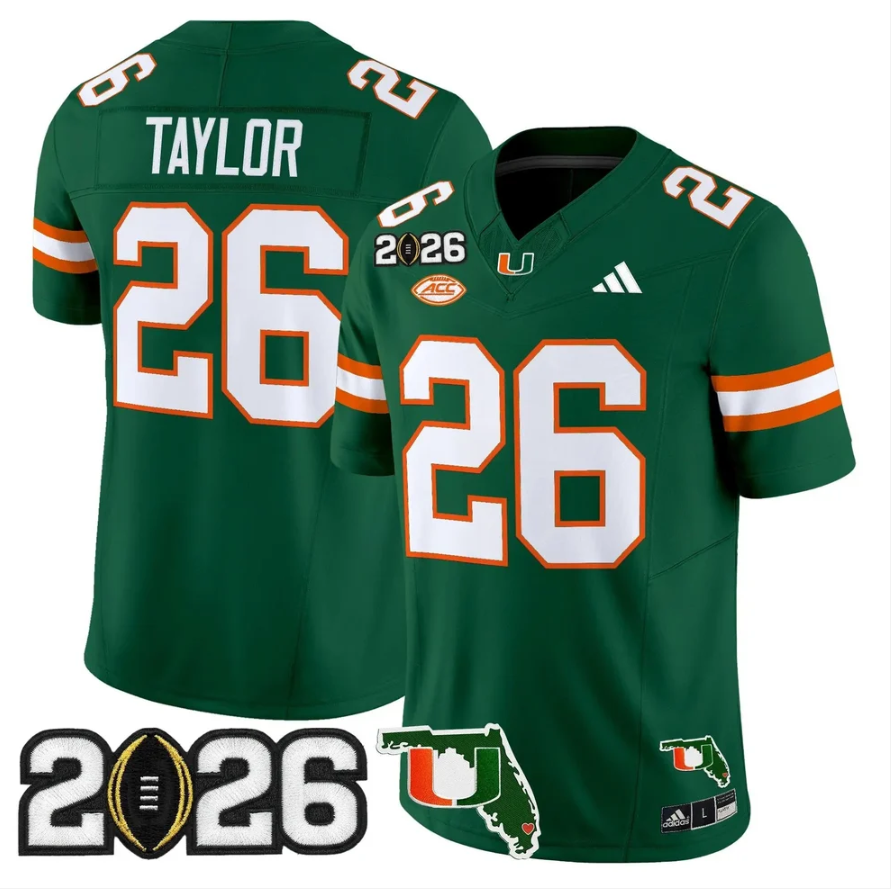 Sean Taylor Jersey #26 Miami Hurricanes 2026 CFP Final Patch Stitched