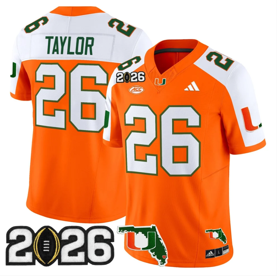 Sean Taylor Jersey #26 Miami Hurricanes 2026 CFP Final Patch Stitched