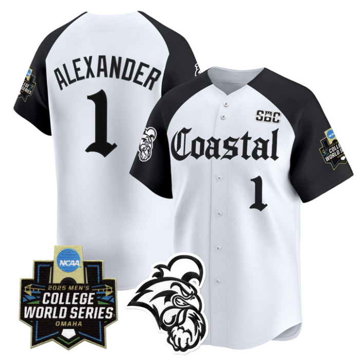 Sebastian Alexander Jersey #1 Coastal Carolina 2025 World Series Gothic