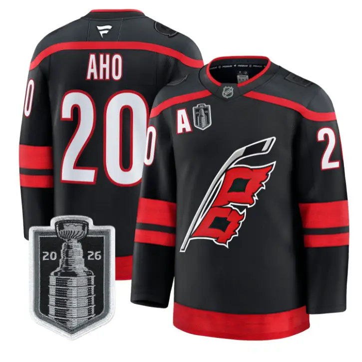 Sebastian Aho Jersey #20 Carolina Hurricanes 2026 Stanley Cup Patch Stitched