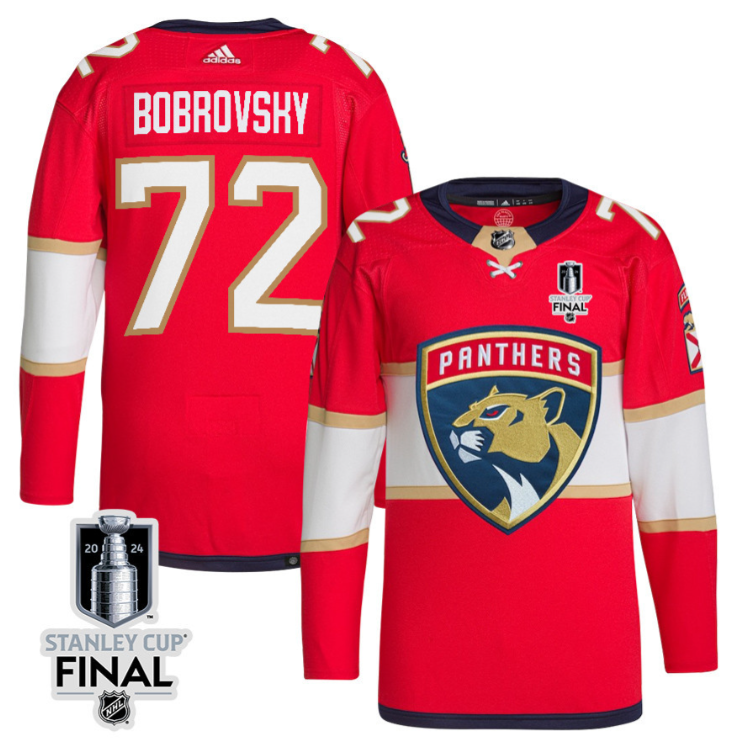 Sergei Bobrovsky 72 Florida Panthers 2024 STANLEY CUP Final Home Breakaway Jersey Men, Red