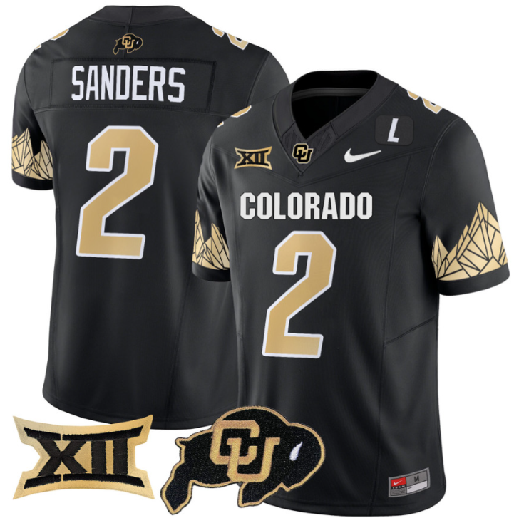 Shedeur Sanders Jersey #2 Colorado Buffaloes Vapor Limited Football Black
