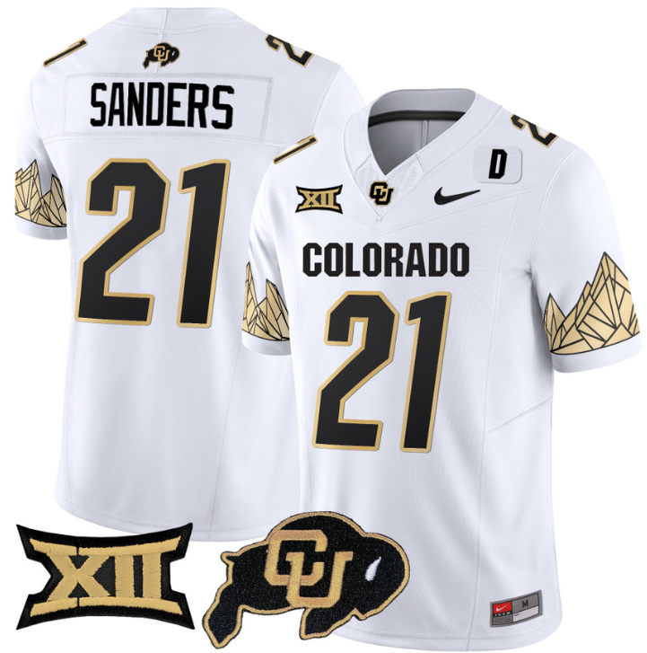 Shilo Sanders Jersey #21 Colorado Buffaloes Vapor Limited Football White