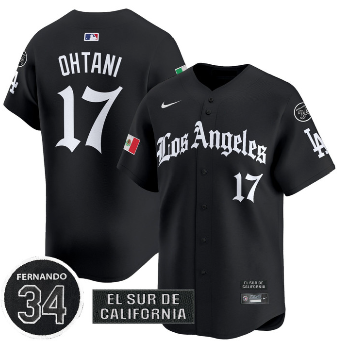 Shohei Ohtani Jersey #17 Dodgers Mexico 2025 LA Gothic Style Patch Vapor Limited Stitched Black