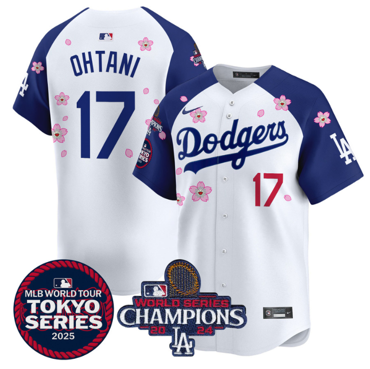 Shohei Ohtani Jersey #17 Dodgers Tokyo Series 2025 World Series Champions Patch Alternate