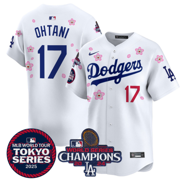 Shohei Ohtani Jersey #17 Dodgers Tokyo Series 2025 World Series Champions Patch White