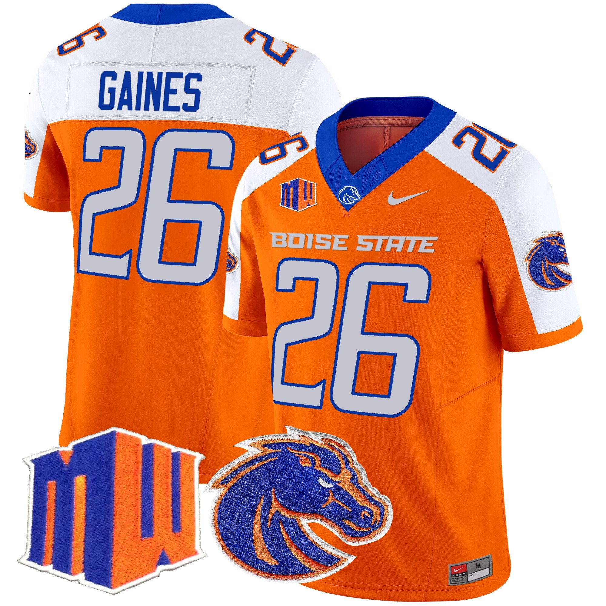 Sire Gaines Jersey #26 Boise State Broncos 2025 Vapor Stitched Orange Alternate