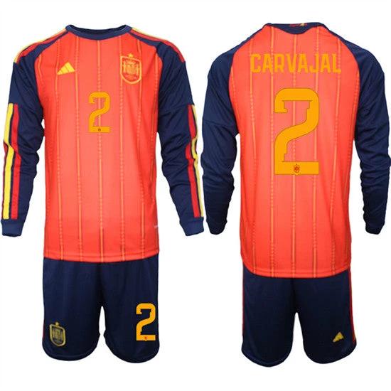 Spain #2 CARVAJAL Jersey National Team x World Cup 2026 Long Sleeve Home Red On Field Soccer