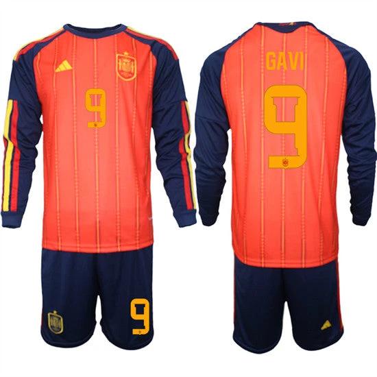 Spain #9 GAVI Jersey National Team x World Cup 2026 Long Sleeve Home Red On Field Soccer