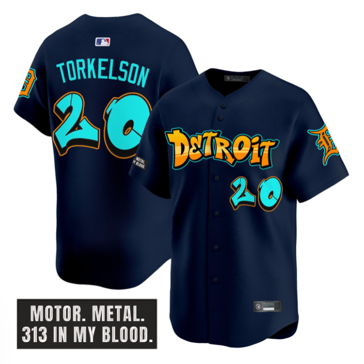 Spencer Torkelson Jersey #20 Detroit Tigers Graffiti Motor City Edition Navy