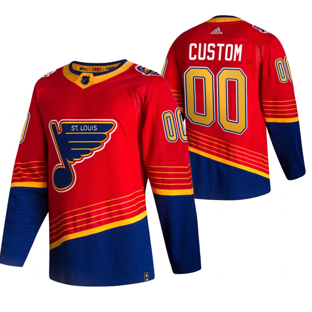 St. Louis Blues Custom Red 2020-21 Reverse Retro Alternate NHL Jersey