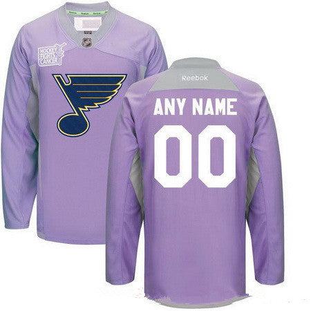St. Louis Blues Purple Pink Custom Reebok Hockey Fights Cancer Practice Jersey