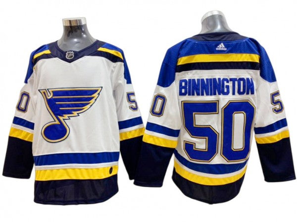 St. Louis Blues #50 Jordan Binnington Yellow Reverse Retro 2.0 Jersey