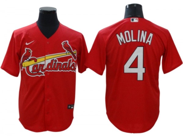 St. Louis Cardinals #4 Yadier Molina Red Mesh Batting Practice Throwback Jersey