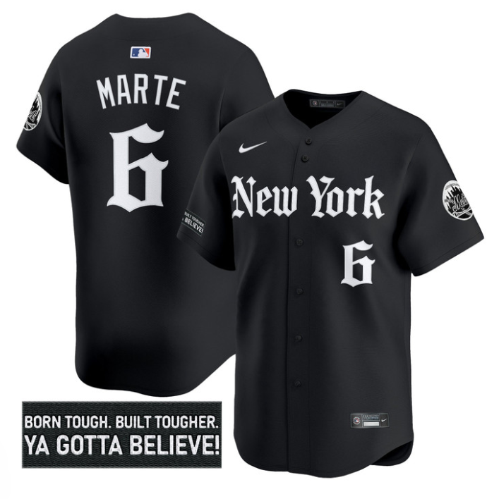 Starling Marte Jersey #6 New York Mets Gothic Borough Edition Stitched Black