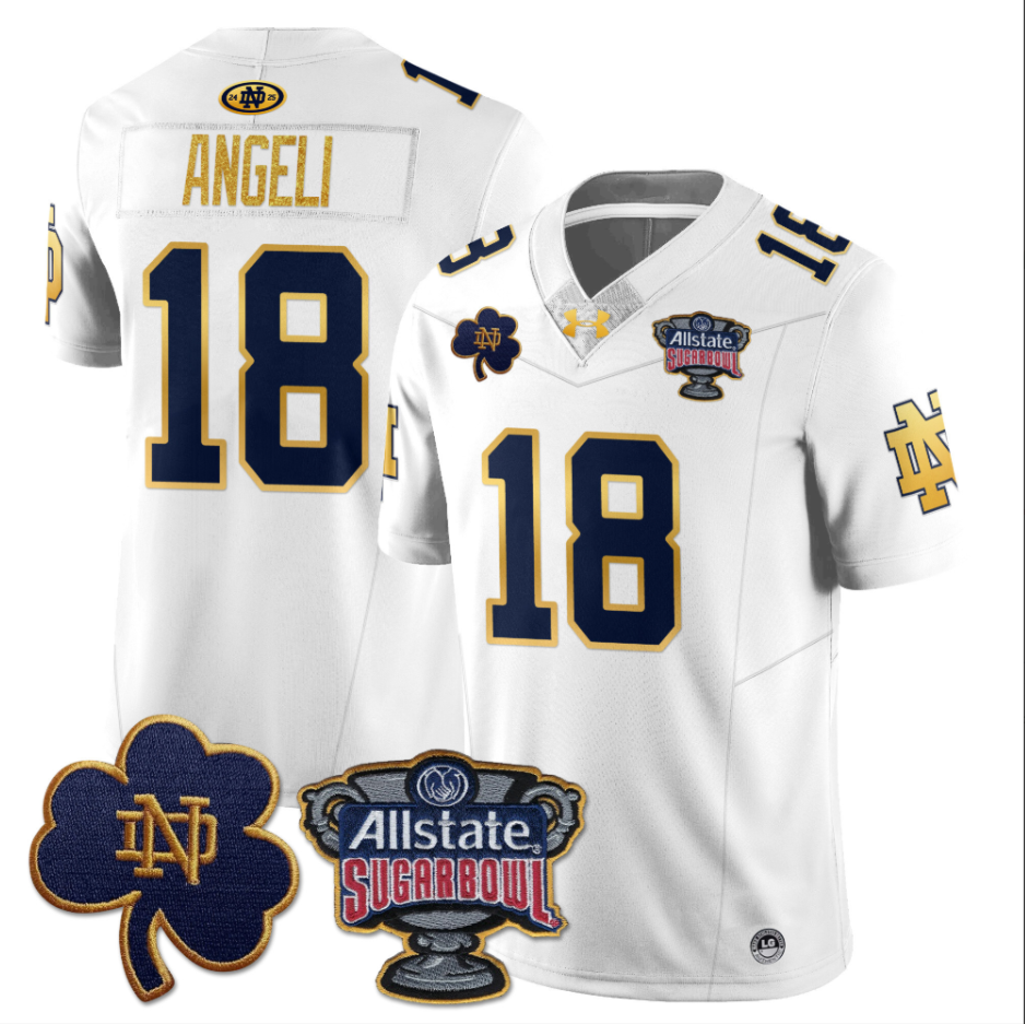 Steve Angeli Jersey #18 Notre Dame Fighting Irish Allstate Sugar Bowl White