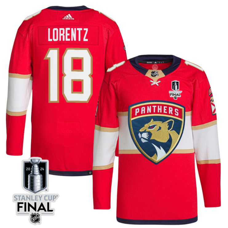 Steven Lorentz 18 Florida Panthers 2024 STANLEY CUP Final Home Breakaway Jersey Men, Red