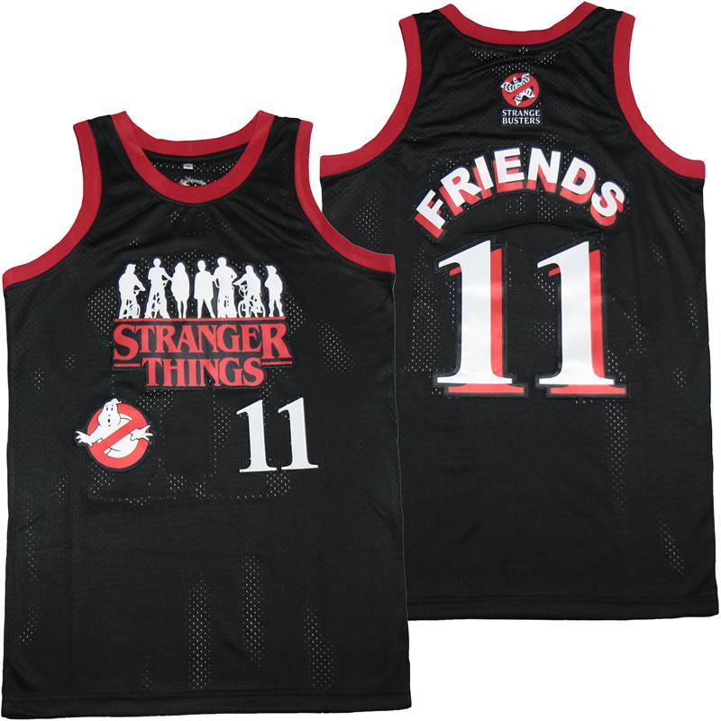Stranger Things #11 Friends Movie Basketball Jersey Black